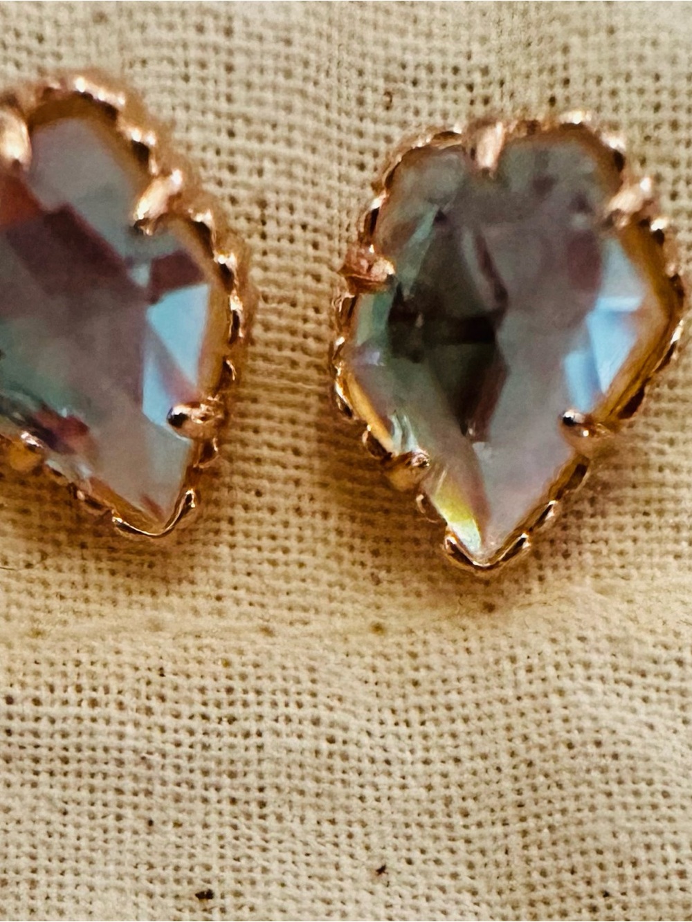 kate spade Iridescent Heart Crystal Stud Earrings in Gold